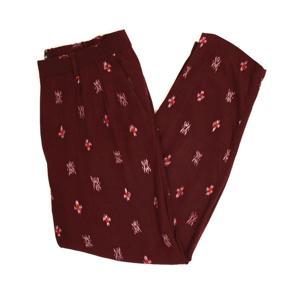 Madewell Delaney Slouch Trousers in Burgundy Ikat - Picture 2 of 7
